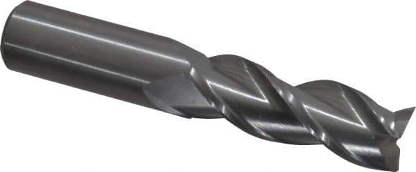 Kennametal - 5/8", 1-5/8" LOC, 5/8" Shank Diam, 3-1/2" OAL, 3 Flute, Solid Carbide Square End Mill - Single End, Uncoated, Spiral Flute, 37° Helix, Centercutting, Right Hand Cut, Right Hand Flute, Series AADE - Eagle Tool & Supply