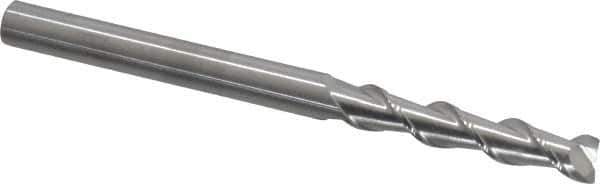 Kennametal - 1/4", 1-1/4" LOC, 1/4" Shank Diam, 3-1/4" OAL, 2 Flute, Solid Carbide Square End Mill - Single End, Uncoated, Spiral Flute, 45° Helix, Centercutting, Right Hand Cut, Right Hand Flute, Series AADF - Eagle Tool & Supply