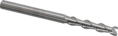 Kennametal - 1/4", 1-1/4" LOC, 1/4" Shank Diam, 3-1/4" OAL, 2 Flute, Solid Carbide Square End Mill - Single End, Uncoated, Spiral Flute, 45° Helix, Centercutting, Right Hand Cut, Right Hand Flute, Series AADF - Eagle Tool & Supply