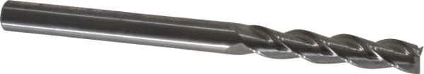 Kennametal - 1/4", 1-1/4" LOC, 1/4" Shank Diam, 3-1/4" OAL, 3 Flute, Solid Carbide Square End Mill - Single End, Uncoated, Spiral Flute, 37° Helix, Centercutting, Right Hand Cut, Right Hand Flute, Series AADE - Eagle Tool & Supply