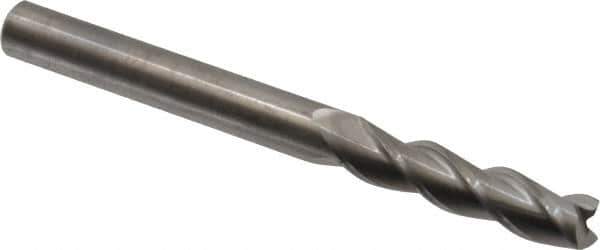 Kennametal - 3/8", 1-1/2" LOC, 3/8" Shank Diam, 4" OAL, 3 Flute, Solid Carbide Square End Mill - Single End, Uncoated, Spiral Flute, 37° Helix, Centercutting, Right Hand Cut, Right Hand Flute, Series AADE - Eagle Tool & Supply