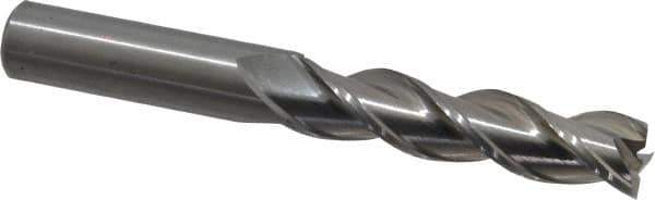 Kennametal - 1/2", 2" LOC, 1/2" Shank Diam, 4" OAL, 3 Flute, Solid Carbide Square End Mill - Single End, Uncoated, Spiral Flute, 37° Helix, Centercutting, Right Hand Cut, Right Hand Flute, Series AADE - Eagle Tool & Supply
