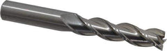 Kennametal - 1/2", 2" LOC, 1/2" Shank Diam, 4" OAL, 3 Flute, Solid Carbide Square End Mill - Single End, Uncoated, Spiral Flute, 37° Helix, Centercutting, Right Hand Cut, Right Hand Flute, Series AADE - Eagle Tool & Supply