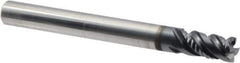 Iscar - 1/4" Diam, 1/2" LOC, 4 Flute Solid Carbide Roughing & Finishing Corner Chamfer End Mill - TiAlN Finish, 2-1/2" OAL, 1/4" Shank Diam, Straight Shank, 45° Helix, Centercutting, Regular Length - Eagle Tool & Supply
