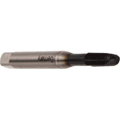 Emuge - M2.5x0.45 Metric Coarse, 2 Flute, GLT-8 Finish, Cobalt Spiral Point Tap - Modified Bottoming Chamfer, Right Hand Thread, 50mm OAL, 9mm Thread Length, 2.8mm Shank Diam, 6H Class of Fit, Series Rekord B - Exact Industrial Supply