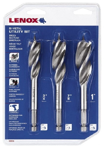 Lenox - 3/4 to 1", Bright Finish, Bi-Metal Auger Drill Bit Set - Eagle Tool & Supply