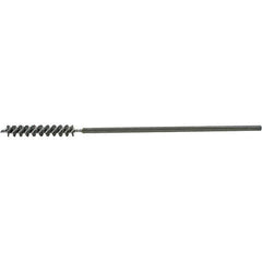 Brush Research Mfg. - 3/8" Diam Helical Steel Tube Brush - Single Spiral, 0.008" Filament Diam, 2-1/2" Brush Length, 9-1/2" OAL, 0.219" Diam Galvanized Steel Shank - Eagle Tool & Supply
