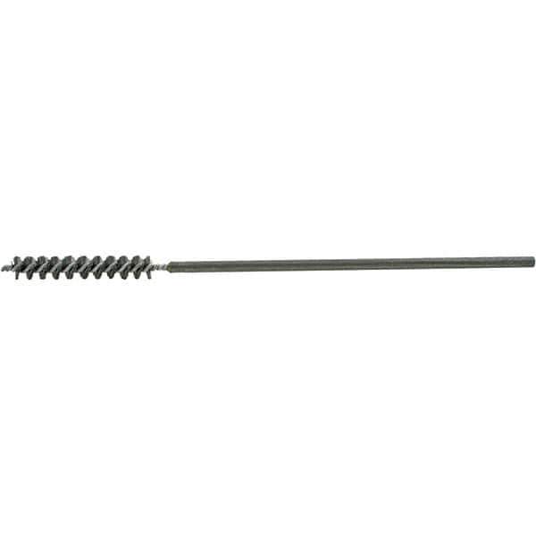Brush Research Mfg. - 5/16" Diam Helical Steel Tube Brush - Single Spiral, 0.008" Filament Diam, 2-1/2" Brush Length, 9-1/2" OAL, 0.219" Diam Galvanized Steel Shank - Eagle Tool & Supply