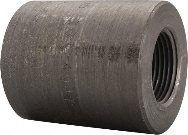 Made in USA - Size 1-1/4 x 1", Class 3,000, Forged Carbon Steel Black Pipe Reducing Coupling - 3,000 psi, Threaded End Connection - Eagle Tool & Supply