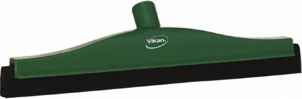 Vikan - 16" Foam Rubber Blade Bench Squeegee - Double Edge, Green, Plastic Holder - Eagle Tool & Supply