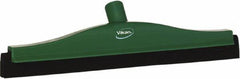 Vikan - 16" Foam Rubber Blade Bench Squeegee - Double Edge, Green, Plastic Holder - Eagle Tool & Supply