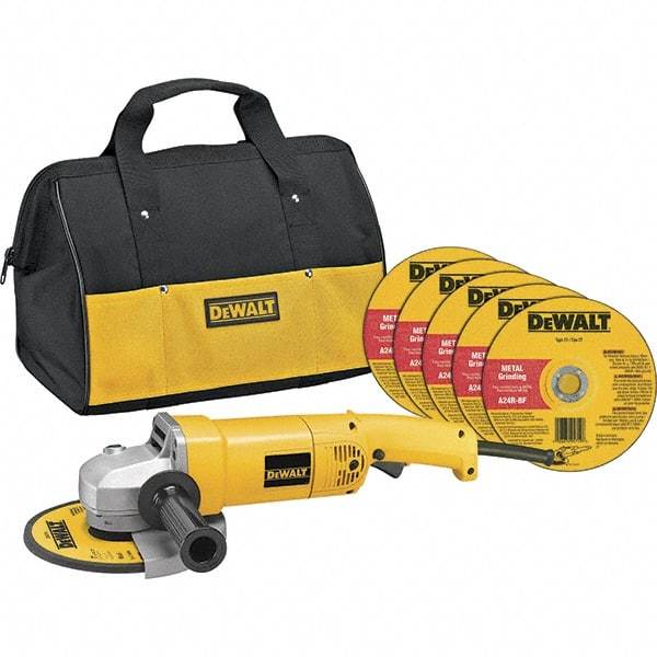 DeWALT - 7" Wheel Diam, 8,000 RPM, Corded Angle & Disc Grinder - 5/8-11 Spindle, 120 Volts, 13 Amps - Eagle Tool & Supply