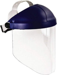 3M - Thermoplastic Blue Ratchet Adjustment, Face Shield & Headgear Set - 9" Wide x 14-1/4" High, Uncoated, Clear Window - Eagle Tool & Supply