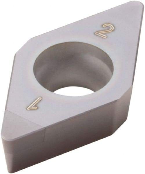 Seco - DCGW32.51 Grade CBN060K PCBN Turning Insert - TiSiAlN Finish, 55° Diamond, 3/8" Inscr Circle, 5/32" Thick, 1/64" Corner Radius - Eagle Tool & Supply