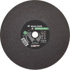 WALTER Surface Technologies - 14" 30 Grit Aluminum Oxide Cutoff Wheel - 3/32" Thick, 1" Arbor, 4,400 Max RPM, Use with Chop Saws - Eagle Tool & Supply