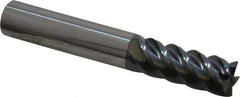 SGS - 3/8", 1" LOC, 3/8" Shank Diam, 2-1/2" OAL, 5 Flute, Solid Carbide Square End Mill - Single End, AlTiN Finish, Spiral Flute, 45° Helix, Right Hand Cut, Right Hand Flute, Series 55 - Eagle Tool & Supply