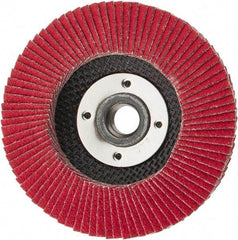 Weiler - 60 Grit, 4-1/2" Disc Diam, 5/8-11 Center Hole, Type 29 Ceramic Flap Disc - 13,000 Max RPM, Phenolic Backing, Quick Change Type S Attaching System, Coated - Eagle Tool & Supply