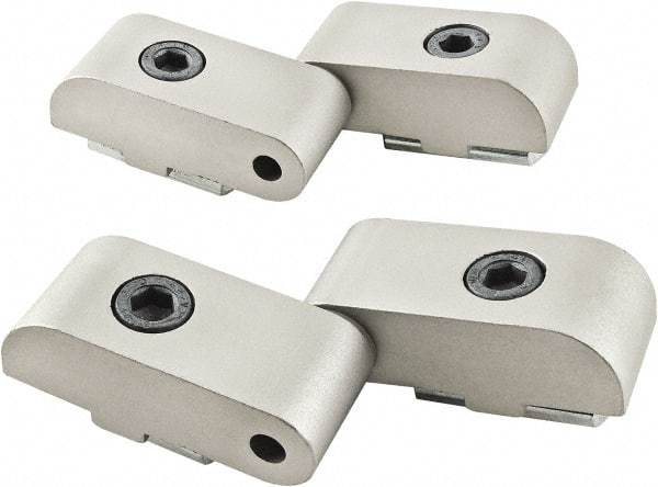 80/20 Inc. - 1-1/2" Long x 1-23/32" Wide x 26mm Thick, Left Lift Off Hinge Long Pin Top Short Pin Bottom - Aluminum, Clear Anodized Finish - Eagle Tool & Supply