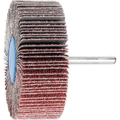 PFERD - 3" Diam x 1" Face Width, Aluminum Oxide Coated Mounted Flap Wheel - 1/4" Shank Mount, 40 Grit, 20,000 Max RPM - Eagle Tool & Supply