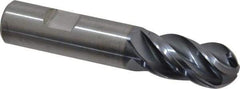 Kennametal - 3/4" Diam, 1-1/2" LOC, 4 Flute Solid Carbide Ball End Mill - AlTiN Finish, Single End, 4" OAL, 3/4" Shank Diam, Spiral Flute - Eagle Tool & Supply
