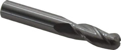 OSG - 3/8" Diam, 1" LOC, 3 Flute Solid Carbide Ball End Mill - Uncoated, Single End, 2-1/2" OAL, 3/8" Shank Diam, Spiral Flute - Eagle Tool & Supply