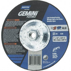Norton - 36 Grit, 7" Wheel Diam, 1/8" Wheel Thickness, Type 29 Depressed Center Wheel - Aluminum Oxide, 8,600 Max RPM, Compatible with Angle Grinder - Eagle Tool & Supply