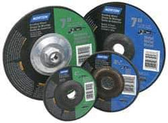 Norton - 7" Wheel Diam, 1/4" Wheel Thickness, 7/8" Arbor Hole, Type 27 Depressed Center Wheel - Aluminum Oxide, 8,600 Max RPM, Compatible with Angle Grinder - Eagle Tool & Supply