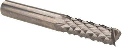 Accupro - 1/4" Diam, 3/4" LOC, Fishtail Point End, Solid Carbide Diamond Pattern Router Bit - Right Hand Cut, 2" OAL, 1/4" Shank Diam, Use on Fiberglass - Eagle Tool & Supply