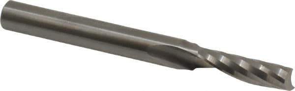 Accupro - 7/32" Cutting Diam x 3/4" Length of Cut, 1 Flute, Upcut Spiral Router Bit - Uncoated, Right Hand Cut, Solid Carbide, 2-1/2" OAL x 1/4" Shank Diam, Single Edge, 21° Helix Angle - Eagle Tool & Supply