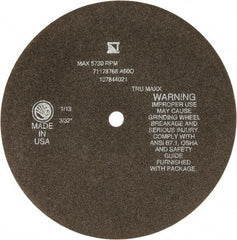 Tru-Maxx - 8" 46 Grit Aluminum Oxide Cutoff Wheel - 3/32" Thick, 1/2" Arbor, 4,536 Max RPM, Use with Stationary Tools - Eagle Tool & Supply