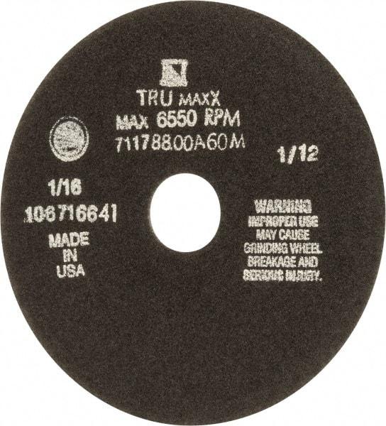 Tru-Maxx - 7" 60 Grit Aluminum Oxide Cutoff Wheel - 1/16" Thick, 1-1/4" Arbor, 5,184 Max RPM, Use with Stationary Tools - Eagle Tool & Supply