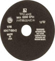 Tru-Maxx - 7" 60 Grit Aluminum Oxide Cutoff Wheel - 1/16" Thick, 1-1/4" Arbor, 5,184 Max RPM, Use with Stationary Tools - Eagle Tool & Supply