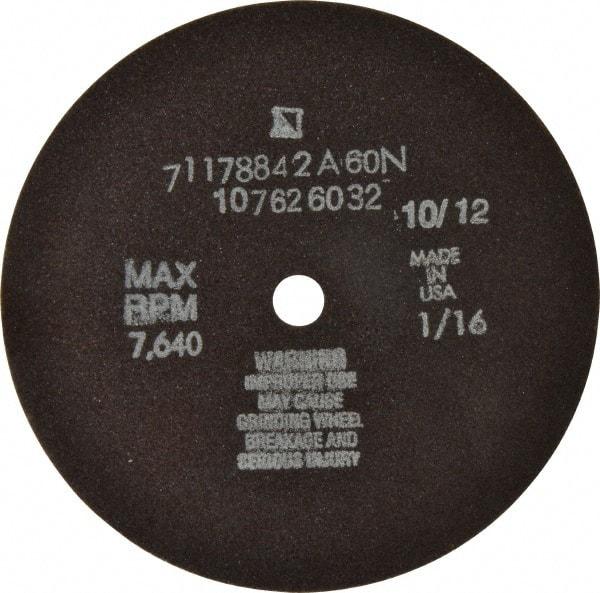 Tru-Maxx - 6" 60 Grit Aluminum Oxide Cutoff Wheel - 1/16" Thick, 1/2" Arbor, 6,048 Max RPM, Use with Stationary Tools - Eagle Tool & Supply