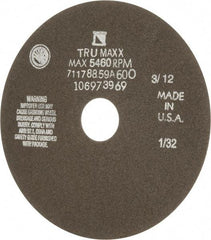 Tru-Maxx - 7" 60 Grit Aluminum Oxide Cutoff Wheel - 1/32" Thick, 1-1/4" Arbor, 5,184 Max RPM, Use with Stationary Tools - Eagle Tool & Supply