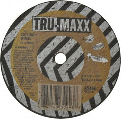 Tru-Maxx - 3" 46 Grit Aluminum Oxide Cutoff Wheel - 1/8" Thick, 1/4" Arbor, 25,465 Max RPM, Use with Die Grinders - Eagle Tool & Supply