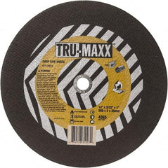 Tru-Maxx - 14" 36 Grit Aluminum Oxide Cutoff Wheel - 3/32" Thick, 1" Arbor, 4,365 Max RPM, Use with Chop Saws - Eagle Tool & Supply