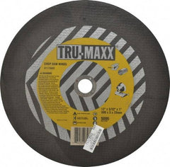 Tru-Maxx - 12" 36 Grit Aluminum Oxide Cutoff Wheel - 3/32" Thick, 1" Arbor, 5,095 Max RPM, Use with Chop Saws - Eagle Tool & Supply