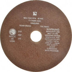 Tru-Maxx - 8" 60 Grit Aluminum Oxide Cutoff Wheel - 0.035" Thick, 1-1/4" Arbor, 7,639 Max RPM, Use with Stationary Tools - Eagle Tool & Supply