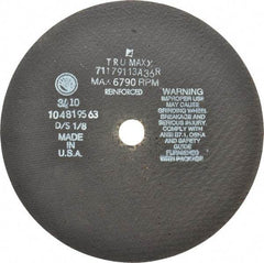 Tru-Maxx - 9" 36 Grit Aluminum Oxide Cutoff Wheel - 1/8" Thick, 7/8" Arbor, 6,791 Max RPM, Use with Angle Grinders - Eagle Tool & Supply