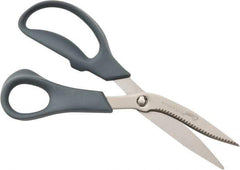 Clauss - 3-1/4" LOC, 8" OAL Titanium Standard Shears - Right Hand, Serrated, Glass Filled Nylon Offset Handle, For General Purpose Use - Eagle Tool & Supply