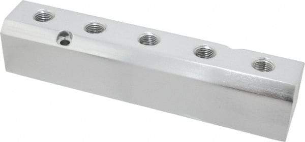 Coilhose Pneumatics - 1/2" Inlet, 1/4" Outlet Manifold - 7-1/2" Long x 1.58" Wide x 1.58" High, 0.235" Mount Hole, 2 Inlet Ports, 5 Outlet Ports - Eagle Tool & Supply