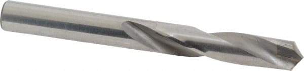 Made in USA - 19/64" 118° Spiral Flute Carbide-Tipped Screw Machine Drill Bit - Bright Finish, Right Hand Cut, 1-5/8" Flute Length, 2-13/16" OAL, Standard Point, Straight Shank - Eagle Tool & Supply