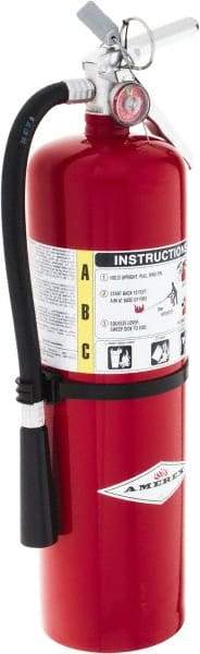 Amerex - 4-A:80B:C Rated, Dry Chemical Fire Extinguisher - 10Lb, 5" Diam x 20" High, 21' Discharge in 20 sec, Steel Cylinder - Eagle Tool & Supply