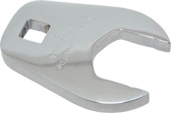 Proto - 1-1/4" 1/2" Drive Full Polish Chrome Open End Crowfoot Wrench - 2-15/32" Head Diam x 3/8" Head Thickness, 2-23/64" OAL - Eagle Tool & Supply