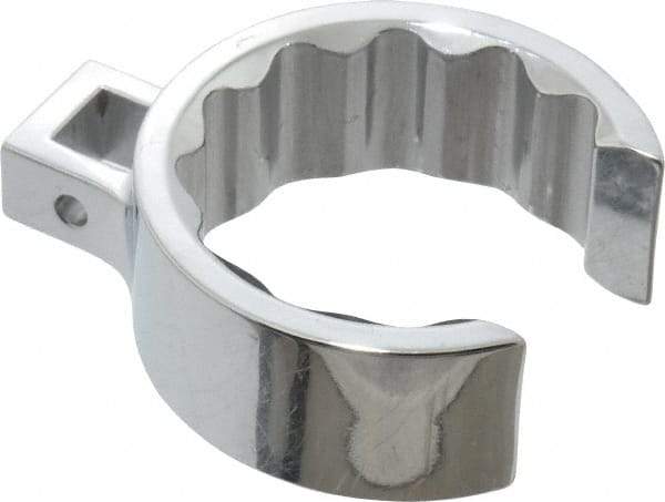 Proto - 2" 12 Point 1/2" Drive Full Polish Chrome Flare Nut Crowfoot Wrench - 2-23/32" Head Diam x 1-1/16" Head Thickness, 3.38" OAL - Eagle Tool & Supply