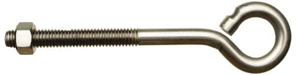 Gibraltar - 1/4-20, Stainless Steel Wire Turned Open Eye Bolt - 3" Thread Length, 1/2" ID x 15/16" OD, 5" Shank Length - Eagle Tool & Supply