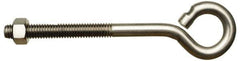 Gibraltar - 1/4-20, Stainless Steel Wire Turned Open Eye Bolt - 3" Thread Length, 1/2" ID x 15/16" OD, 5" Shank Length - Eagle Tool & Supply