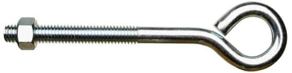 Gibraltar - 3/8-16, Zinc-Plated Finish, Steel Wire Turned Closed Eye Bolt - 2-1/2" Thread Length, 1/2" ID x 1-5/32" OD, 9-3/8" Shank Length - Eagle Tool & Supply