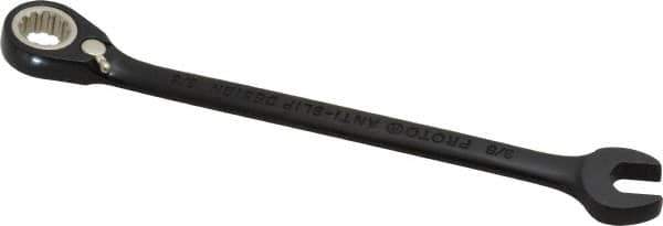 Proto - 3/8" 12 Point Combination Wrench - 15° Head Angle, 6-1/4" OAL, Steel, Black Chrome Finish - Eagle Tool & Supply