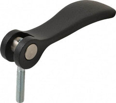 KIPP - #10-32, 0.71" Hub Diam, Black Powder Coat Cast Aluminum Adjustable Clamping Handle - 0.78" Stud Length - Eagle Tool & Supply